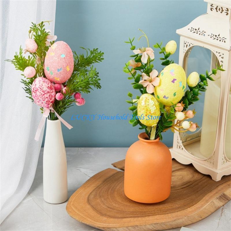 J0MC Unique Easters Foam Eggs Flower Bundle Display For Family Gatherings And Event