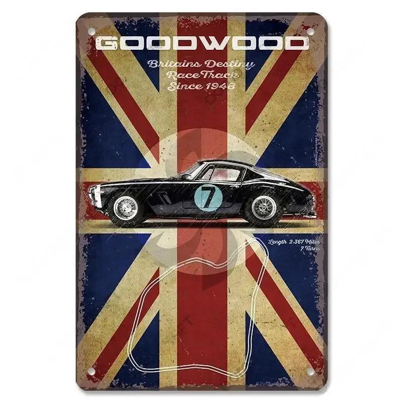 Metal Tin Signs Racing Car Plaque Metal Poster F1 Racetrack Nostalgic Vintage Metal Wall Art Decor for Garage Racing Club Home