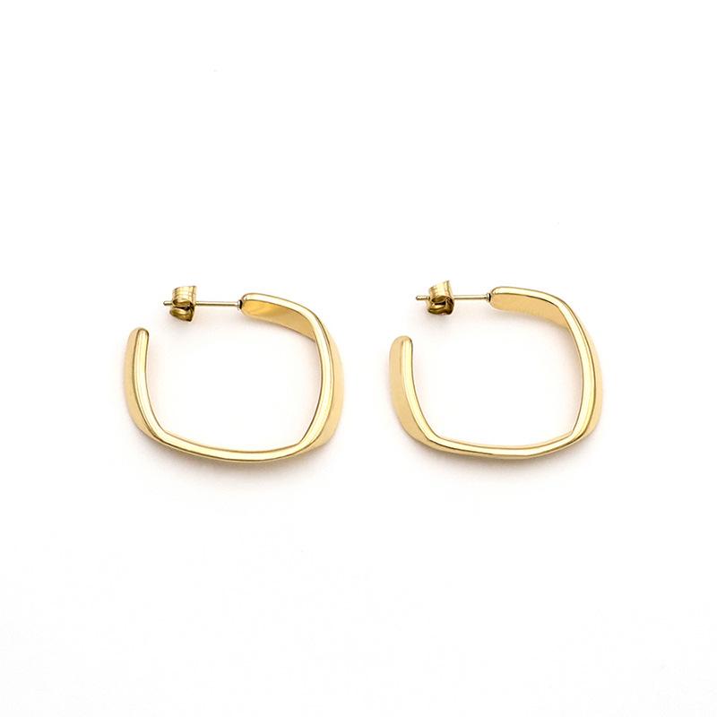 Stylish And Simple Geometric Titanium Steel Earrings, Women'S Personality 18K Square Earrings, Advanced Sense Does Not Fade