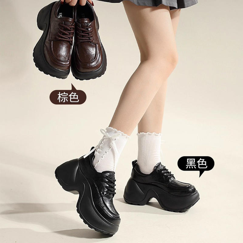 Spring and Autumn New British Style JK Small Leather Shoes Women Small Thick-soled Casual Muffin Women
