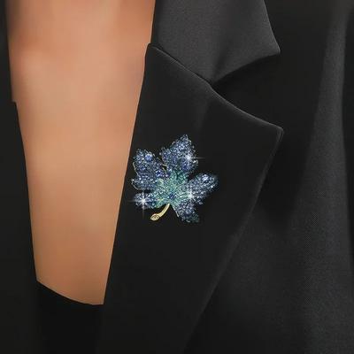 Unisex Plant Pins Brooch Women's Rhinestone Leaf Brooches Office Party Casual Accessories Gifts