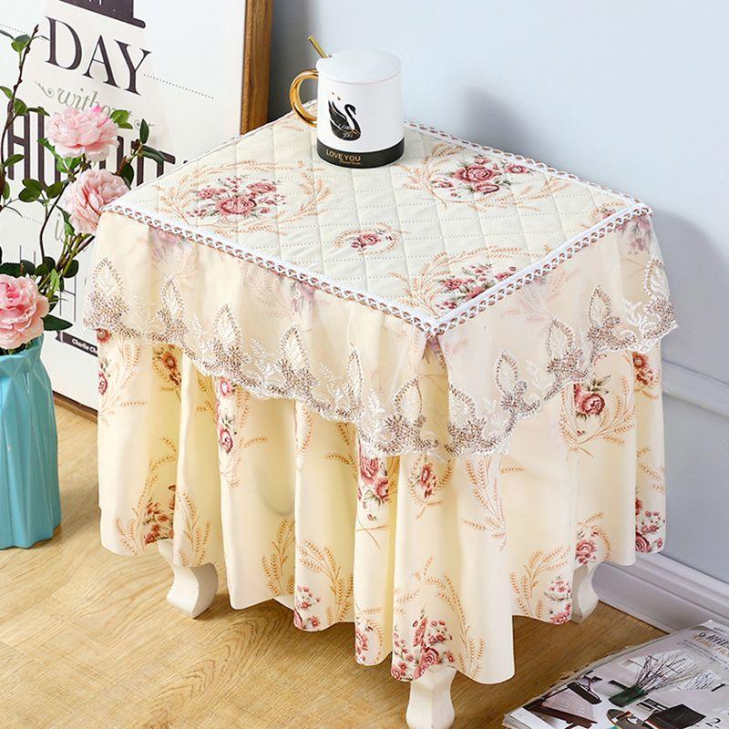 Thickened Bedside Table Cover Cloth Non Slip Dustproof Bedroom Nightstand Cover European Dust Cover Fabric Lace Set Cover