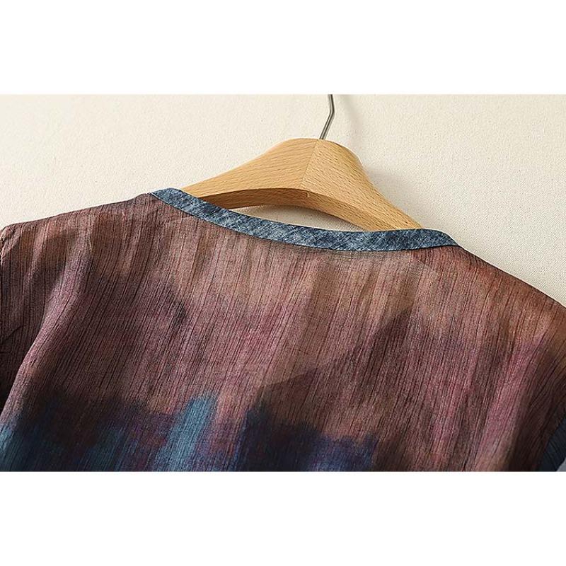 DIMANAF 2026 Summer Women Plus Size New Blouse Shirt Print Vintage Cotton Linen Casual Loose Lady Tops Tees Button