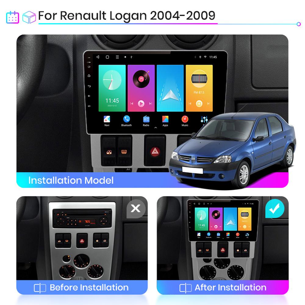 Radio Samochodowe Android Auto Carplay Dla Renault Logan I 2004-2009 Odtwarzacz Multimedialny Jednostka Główna Stereo Nawigacja GPS BT WIFI 1+16GB