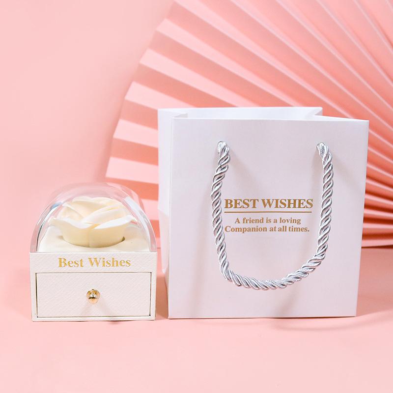 Single Layer Jewelry Box For Soap Flowers Rings Earrings Pendants Necklaces Elegant Storage Organizer Perfect For Gifting And Home Decor