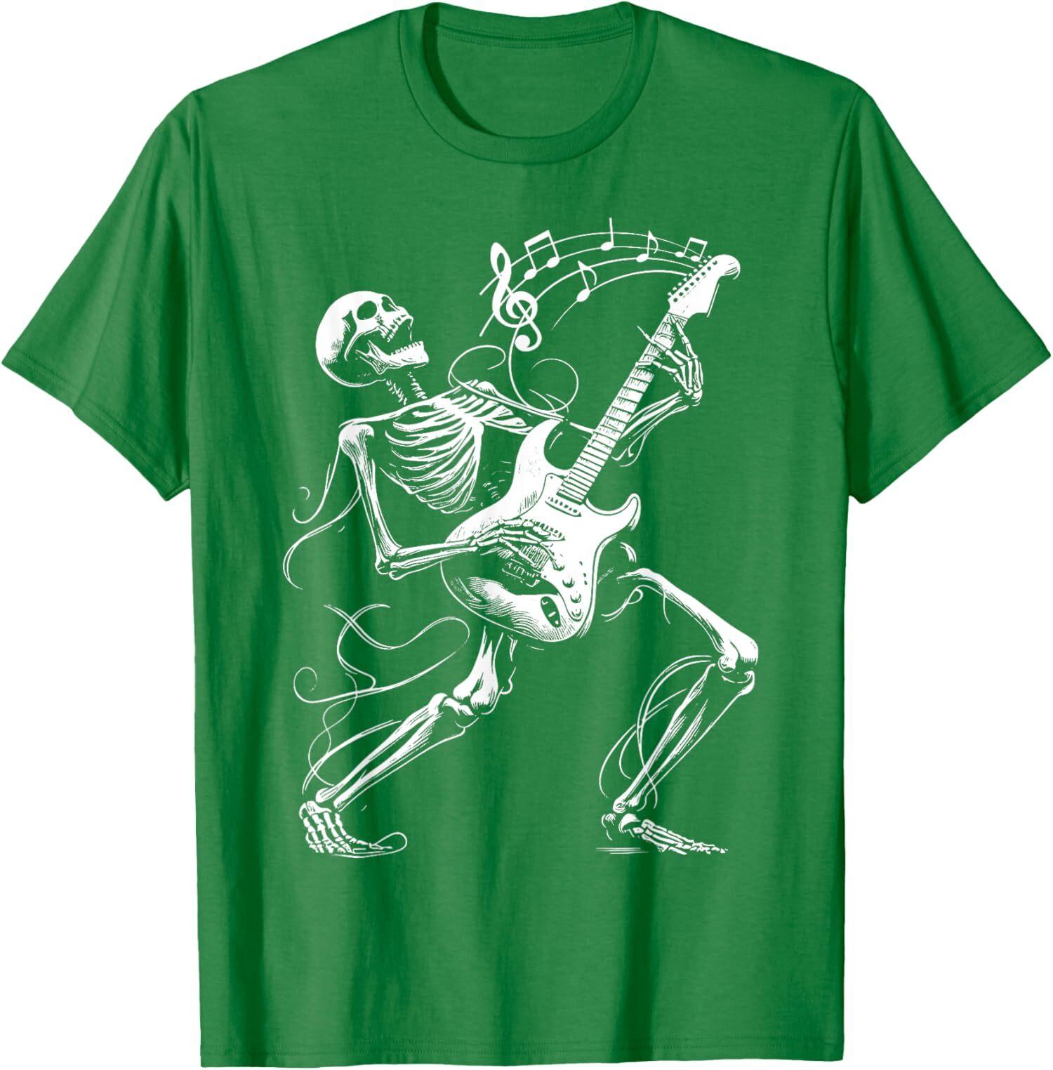 Skeleton Cool Playing Guitar Music Gifts Rock Band T-Shirt S