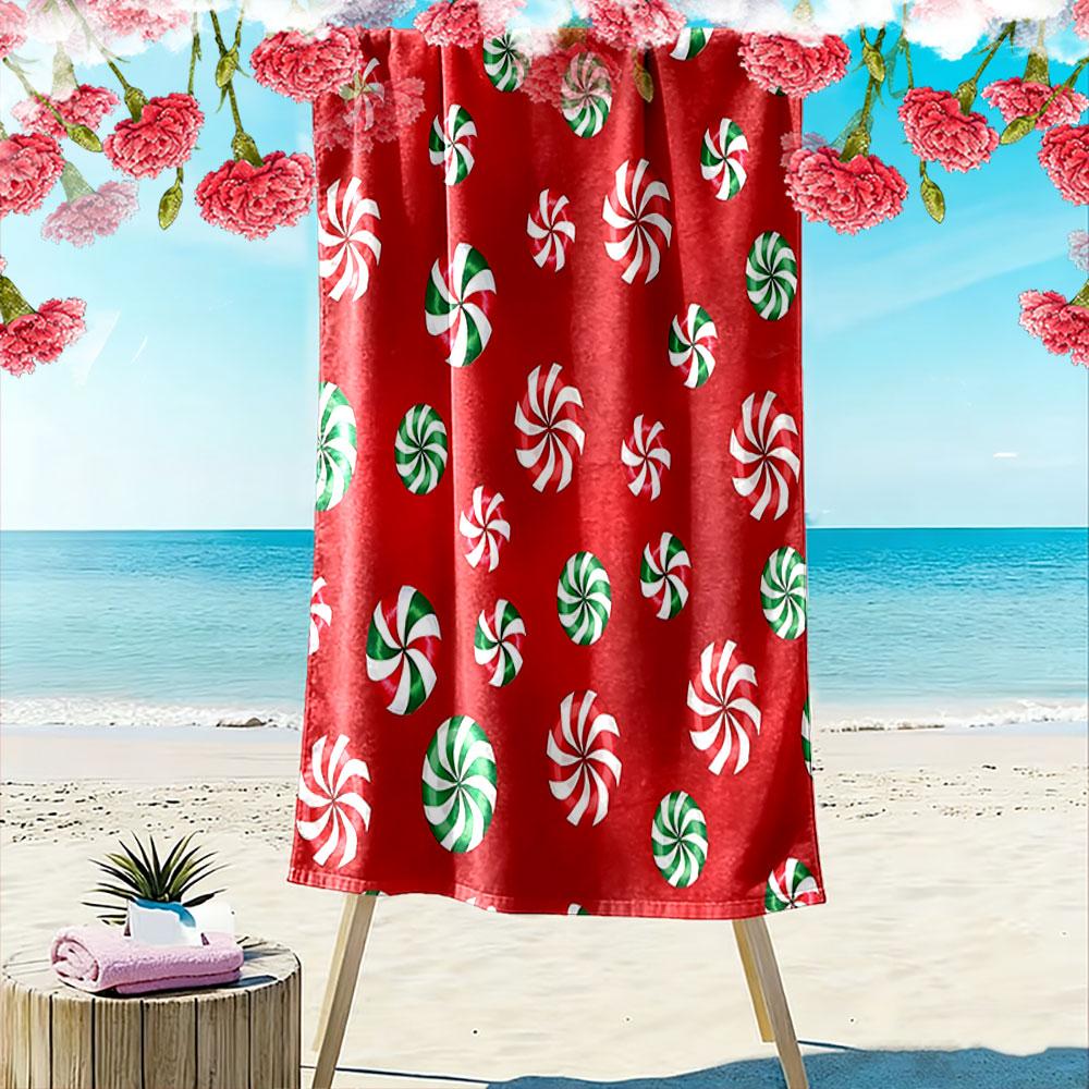 Vibrant swirling peppermint dreams Print beach towel, quick drying, suitable for travel, outdoor sports, jogging, the beach and swimming, gift