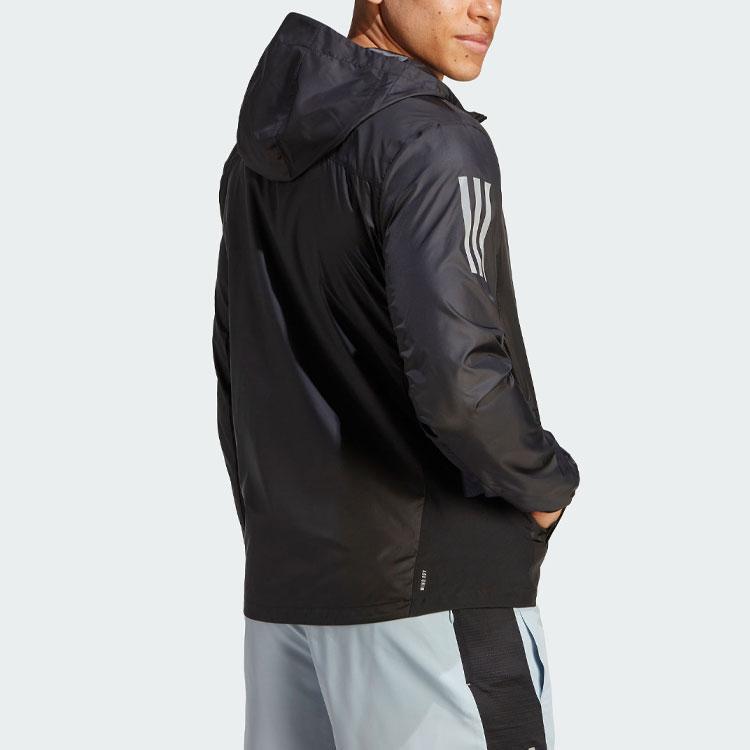 Adidas Own The Run Windbreaker Hoodie Men Jacket Black HZ4523