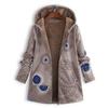 Casual Cotton Linen Loose Long Coat Printed Sleeve Fashion Jacket Vintage Zipper Women's Hooded Plus Size Temperament