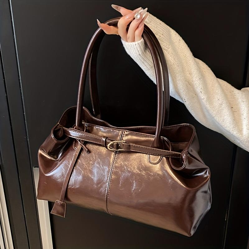 Borsa a tote/borsa a mano di grande capacità con finiture color oro, Borsa da lavoro minimalista per il pendolarismo, lo shopping, l'uso quotidiano
