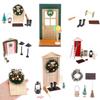 High Quality 1 Set Dollhouse Accessories Mini House Atrium Tree Wreath Broom Carpet Bucket DIY Christmas Atmosphere Dooryard Scene Ornaments