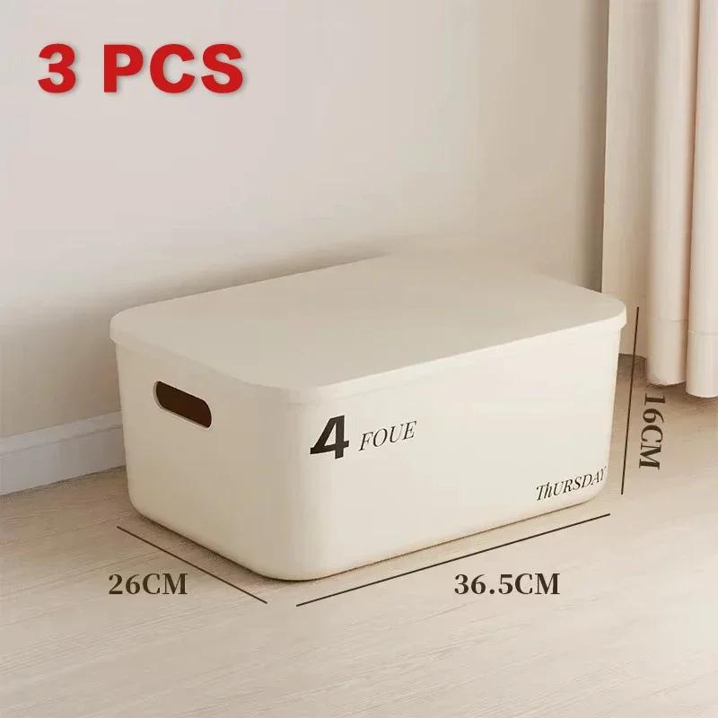Dustproof Stackable Storage Box With Lid Multi-Purpose Bin For Cosmetics Clothing Grocery Snacks Toy Household Storage Tools