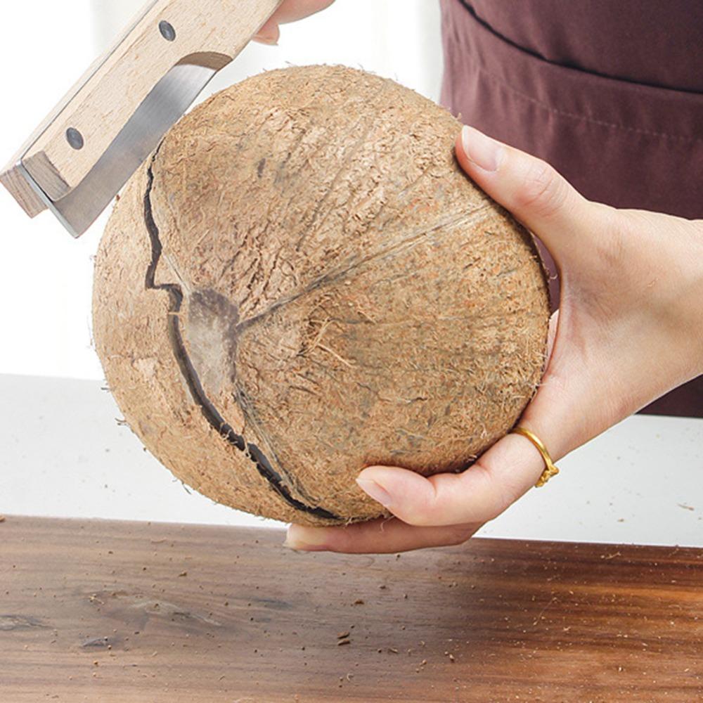 Stainless Steel Coconut Opener Cutter Coconut Cracker Gadget Hard-Shelled Fruit