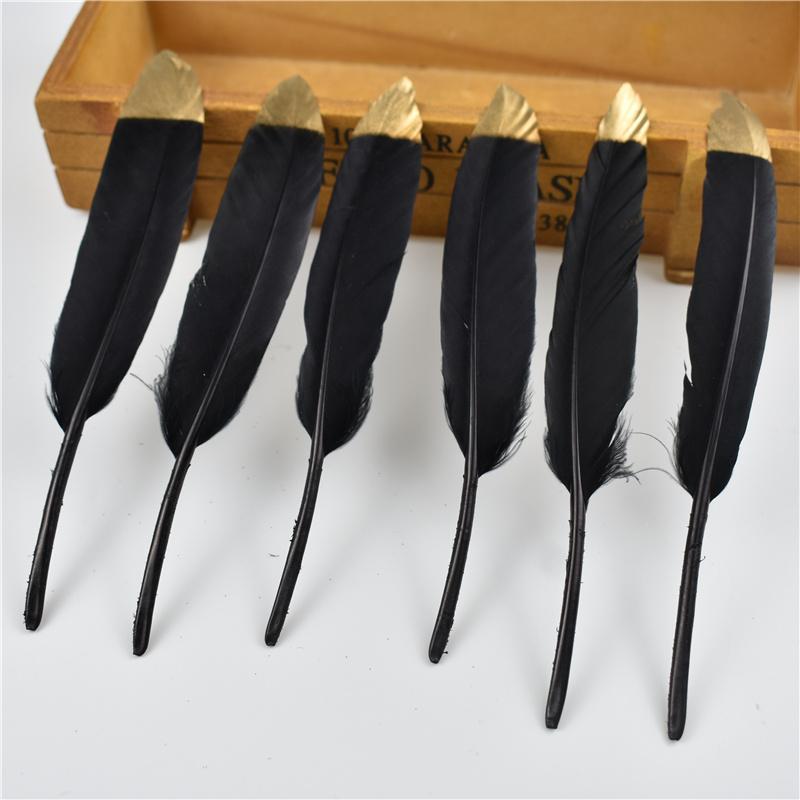 10Pcs/Lot Silver Gold Duck Feathers For Decoration Goose Feather Craft Black White Jewelry Creation Handicraft Accessories Decor