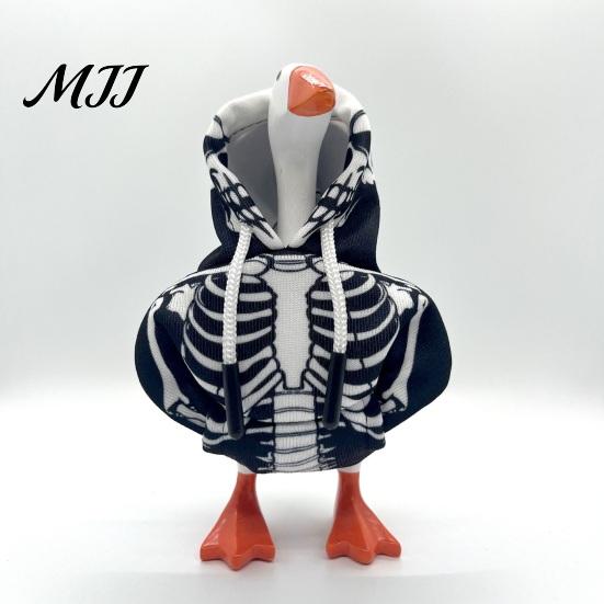 Miniature Goose Clothing Desk Outfits Mini Hoodies 7-Inch Table Personality Enhancers Skull Sweatshirts Halloween Seasonal Decoration Unique