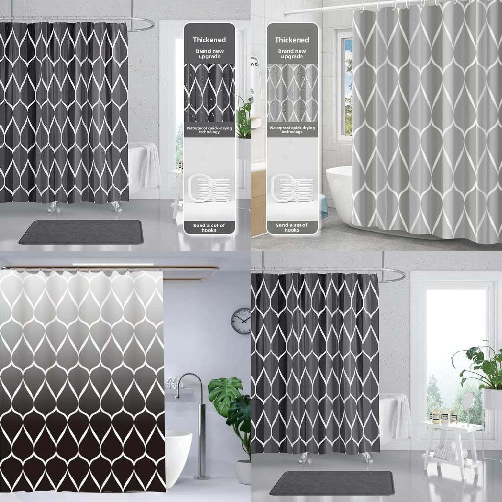 Curtains Shower Weighted Mould Proof Resistant Grey Black Shower Curtain Machine