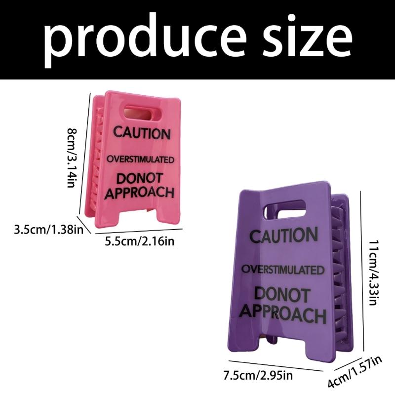 Funny Hair Claw Clip Overstimulated Sign Design Hairpin Fashion Hair Accessory for Long Time Wear Various Occasion