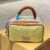 Ladies' Macaron Casual Makeup Bag, Large-capacity Storage Handbag, Cute Checkered Multi-layer Toiletry and Travel Bag