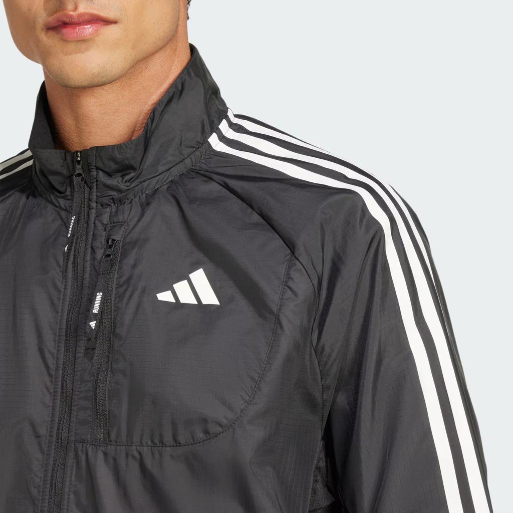 Adidas Own The Run 3-Stripes Comfortable Long Sleeve Work Jacket Men Jackets Black JD2322