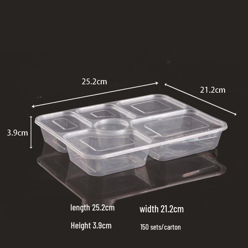 JingJingRS Disposable 6-Compartment Meal Prep Containers