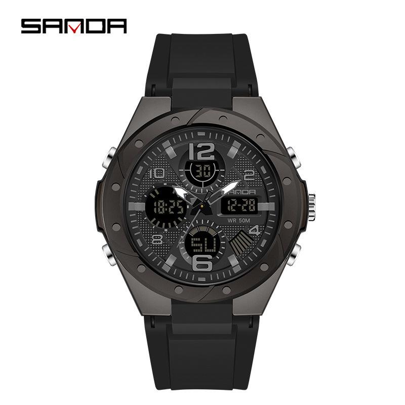 Sanda Watch New Lighting Male School Fashion Trend Digital Electronic Watch Multifunctional Waterproof And Shockproof Men'S Watch