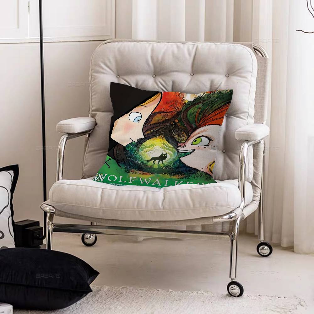 Film W-Wolfwalkers Anime Kissenbezüge Cartoon Sofa Dekoration Zuhause Doppelseitiger Druck Kurzer Plüsch Niedliche Kissenhülle