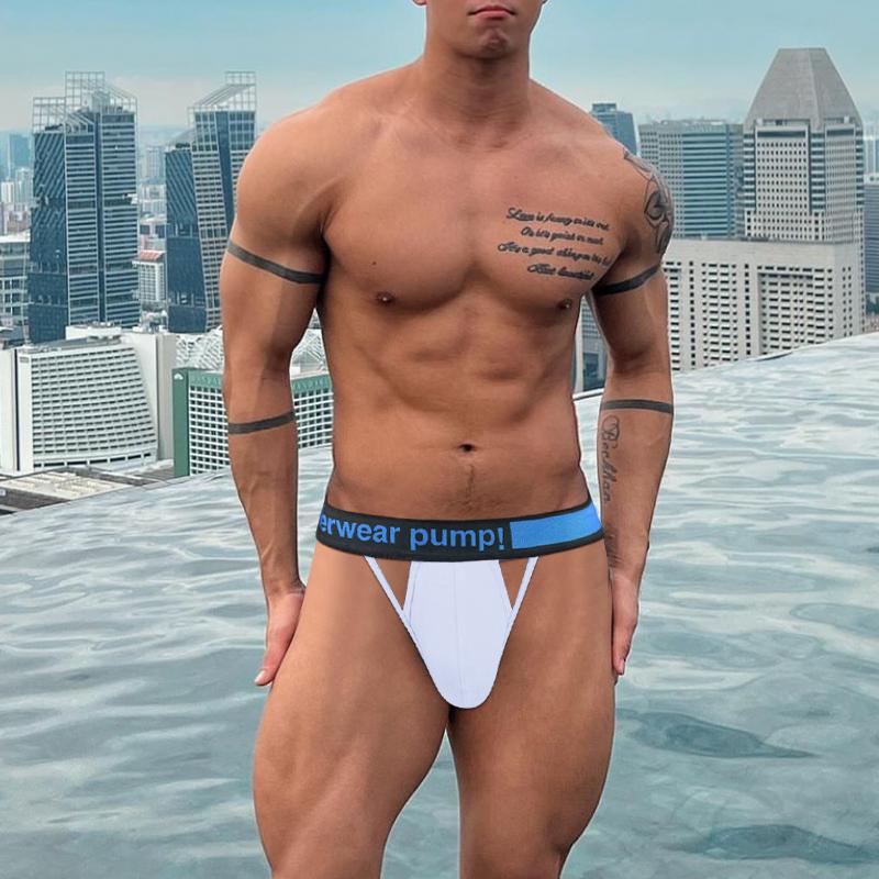 Men Sexy Briefs Big Pouch Cuecas Jockstrap T-Back Thongs Gay Tangas Mens Bikini Brief Fast Dry As Underwear Hollow Out Swimwear