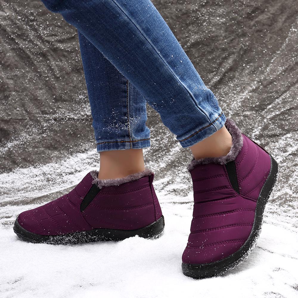 Comfortable Slip-resistant Stylish Lightweight Breathable Women's Shoes Women Waterproof Warm Fur Lining Casual Snow Slip On Ankle Boots Winter Shoes