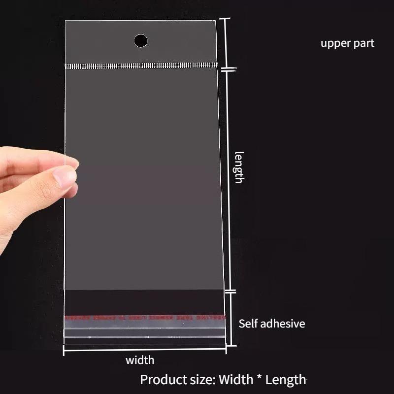 Transparent Self Sealing OPP Plastic Bag Retail Display Storage Packaging Bag with Hanging Holes for Jewelry Multi Specification Self-adhesive Pouch