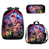 Stranger Things Schoolbag, Pencil Bag, Meal Bag To Map Z Three-Piece Large-Capacity Backpack Colorful