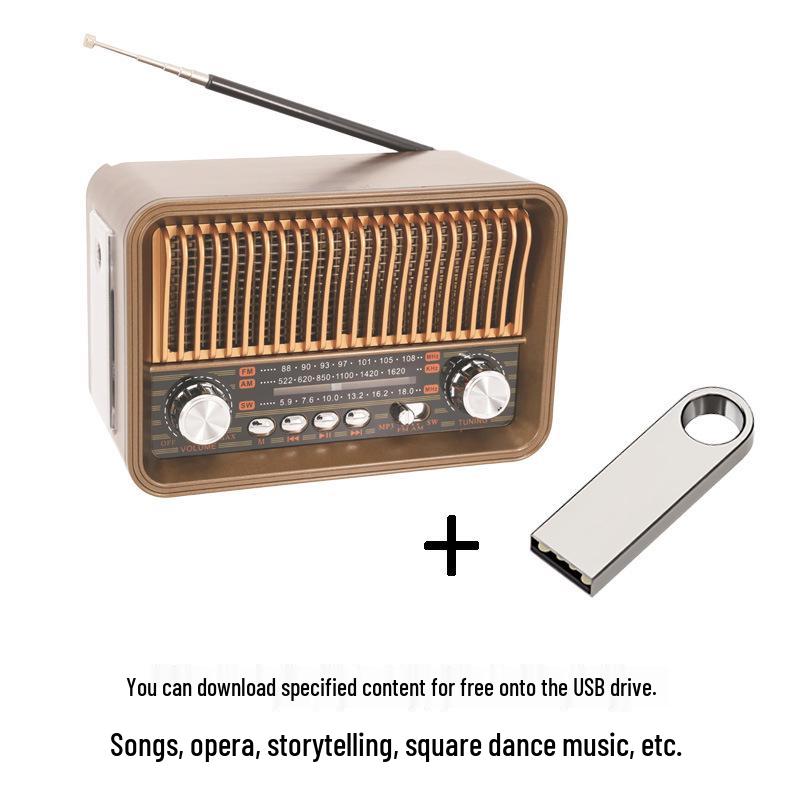 Retro Multi-band Radio with Bluetooth, MP3, Flashlight & Card Slot