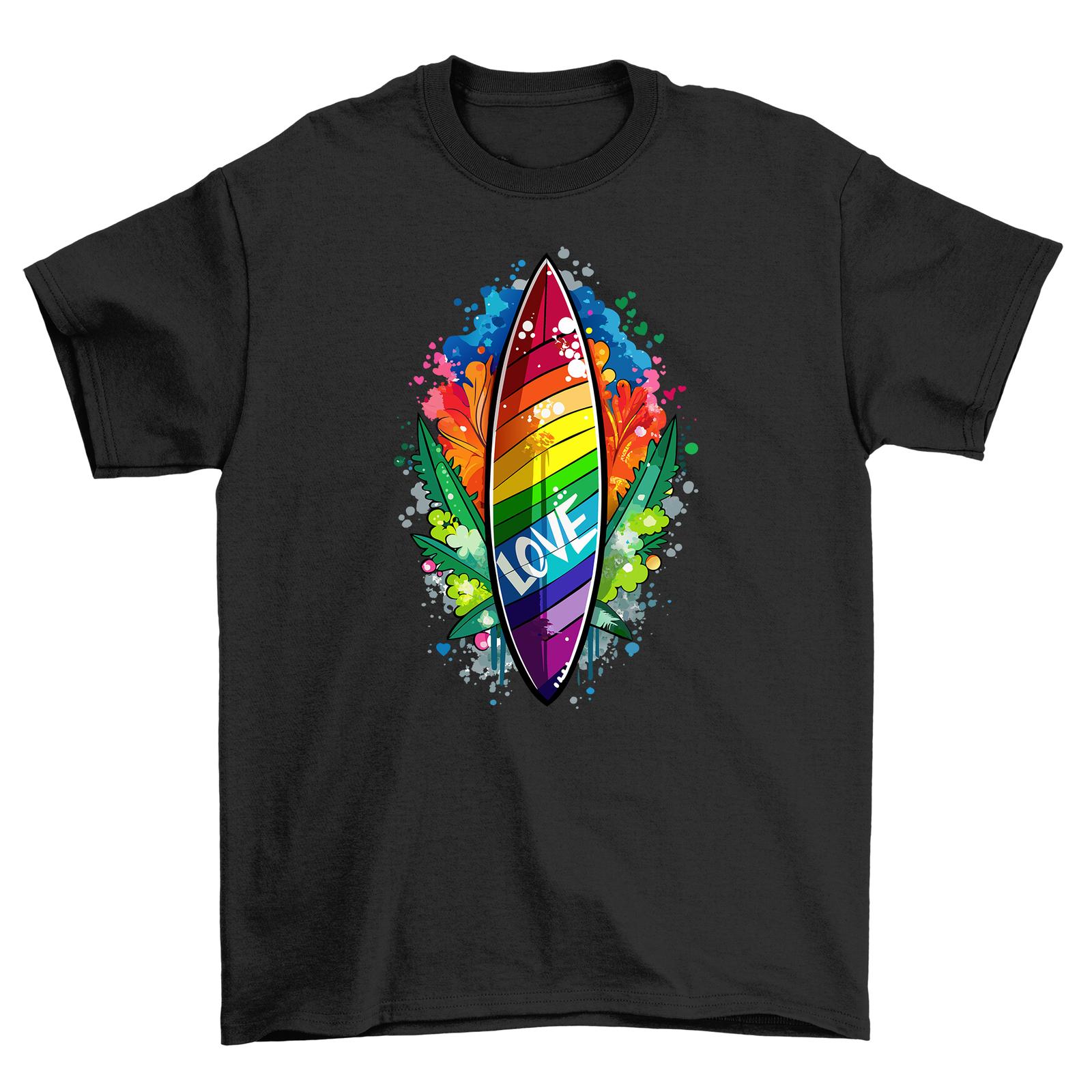 

Ride the Rainbow with Pride_41! Funny Surfboard T-Shirt Mens Womens Tees Top, Unisex Design for Surfi M