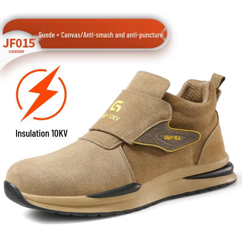 Men's Steel Toe Slip-On Suede Safety Shoes - Anti-Smash, Anti-Puncture, Ideal for Summer Welders