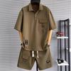 Men's Plus Size Chinese Style Polo Shirt & Versatile Summer Shorts Set - Casual & Trendy