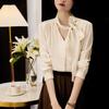 Spring and Autumn Women's Shirt Floating Belt Bow Tops Female Solid Color Simple and Easy To Take Loose Elegance Shirt Female Blouse