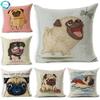 Cushion Cover Pugs French Bulldog Printed Square Linen Pillow Cover Pillowcase