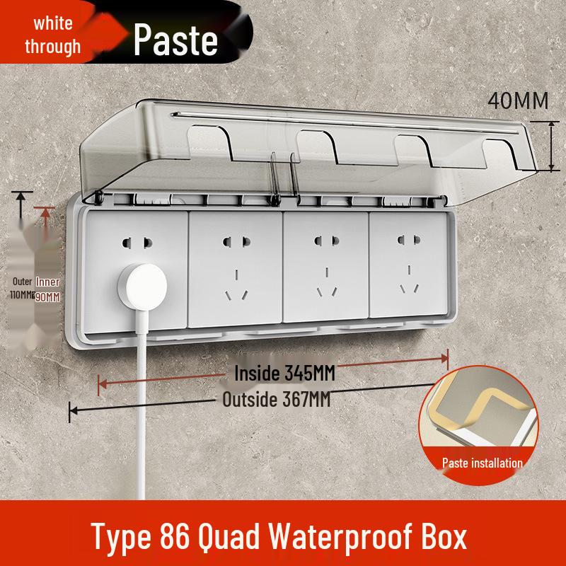 Type 86 Waterproof Bathroom Switch Socket Cover - Transparent Adhesive Splash Box for Power Protection