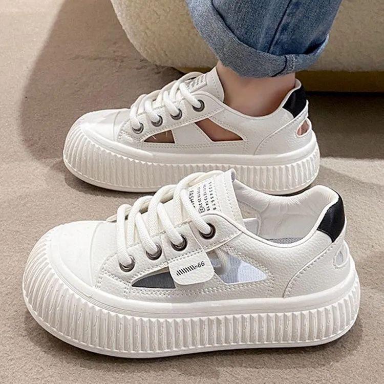 Woman Footwear Summer Hollow High On Platform Round Toe Shoes for Women New Arrival 2025 39 Offer Stylish Vulcanized Shoe Sale