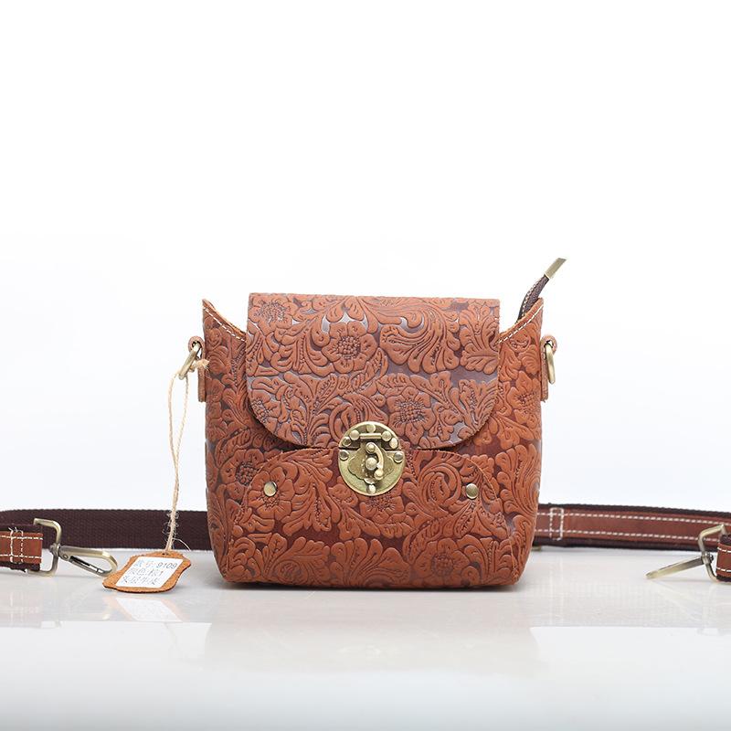 First Layer Cowhide Women'S Tide Bag Niche Fashion Retro Messenger Summer And Autumn Small Square Bag Genuine Leather Women'S Bag