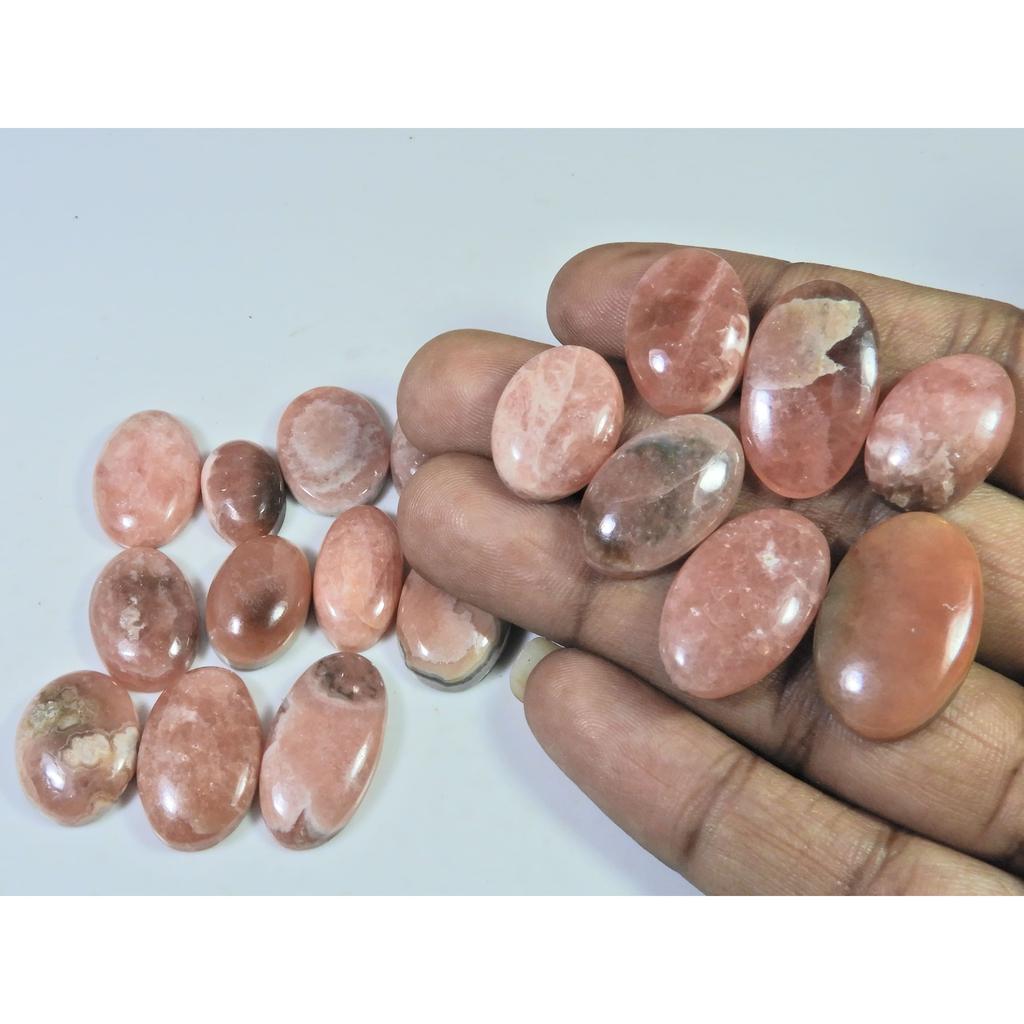 16-24MM 295Cts. Natural Rhodochrosite Oval Cabochon Loose Gemstone 18Pcs Lot C-890