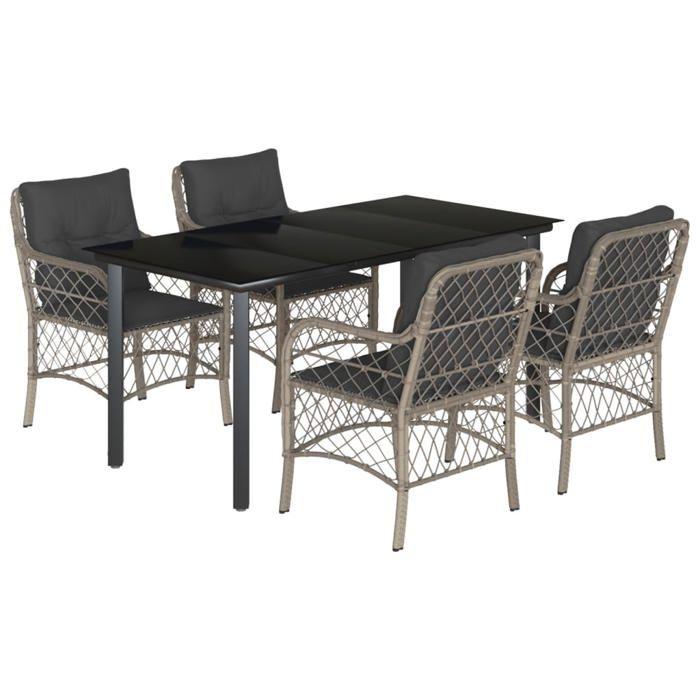 VidaXL Ensemble à Manger de Jardin avec Coussins 5 pcs, Table et Chaise de Terrasse, Meubles de Patio, Mobilier d'Extérieur, 3212176