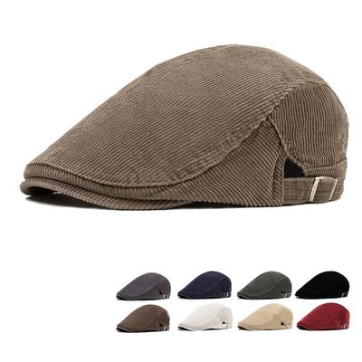 Women Corduroy Cap Men's Autumn Beret Big Head Forward Cap British Style Newsboy Cap
