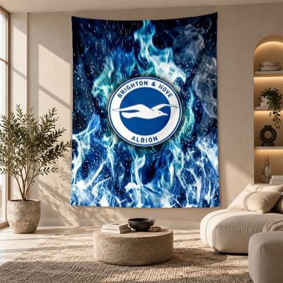 Dekorativt vægtæppe, Brighton & Hove Albion Fodbold Printet Vægkunst, Let Væghængning Til Soveværelsesbaggrund