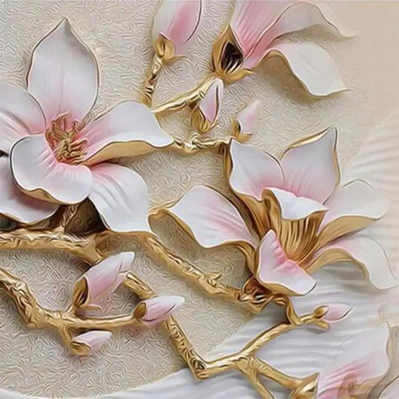 Photo Wallpaper 3D Embossed Magnolia Flowers Mural Fashionable Interior Design Home Decor Wallpaper