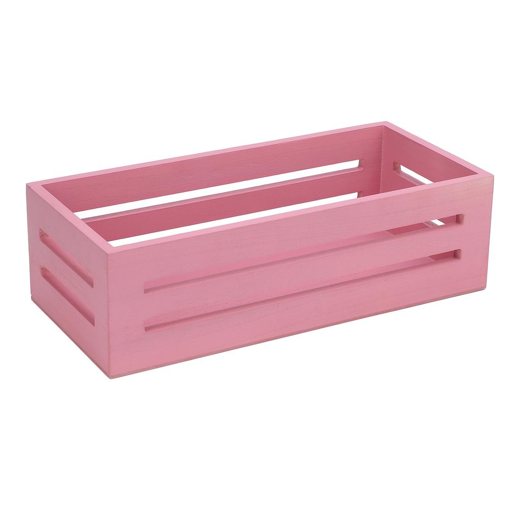 12.99 X 6.1 X 3.94in Wooden Storage Basket Multifunctional Pink Storage Crate Box for Bathroom Bedroom Toilet Paper