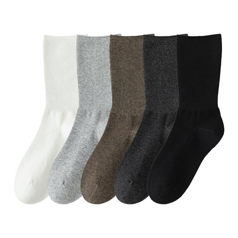 Mid-calf Socks, Solid-colored Cotton Socks, Women's Autumn and Winter Postpartum Socks, Women's Sweat-absorbing Boneless Loose Compression Socks