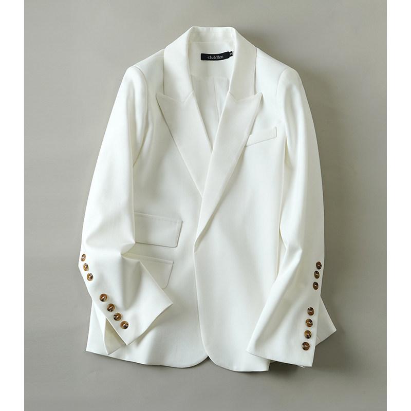 Распродажа Женский костюмный пиджак в корейско-британском стиле, без пуговиц, для весны/осени, уникальный дизайн S белый