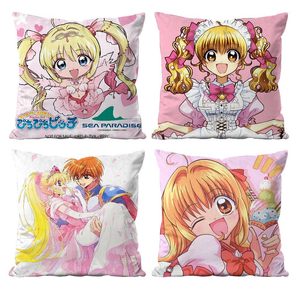 Mermaid Melody Pichi Pichi Pitch Pillow Case Anti-dustmite Pillowcase Invisible Zipper Silky Short Plush Sofa Cushion Cover