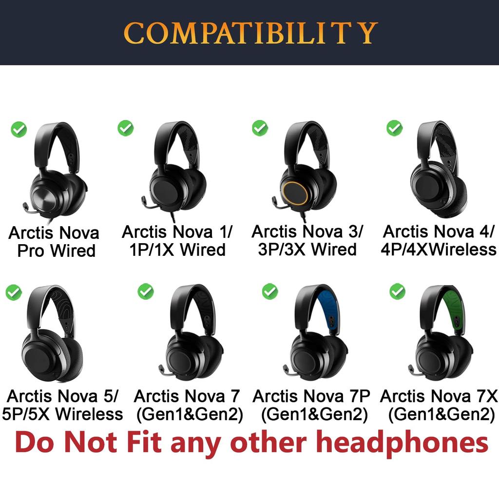 SOULWIT Cooling Gel Ear Pads for Steelseries Arctis Nova Pro Wired, Nova 1/1X/1P/3/3P/3X/4/4P/4X/5/5P/5X/7/7X/7P Headphones - Replacement Pads for Ste