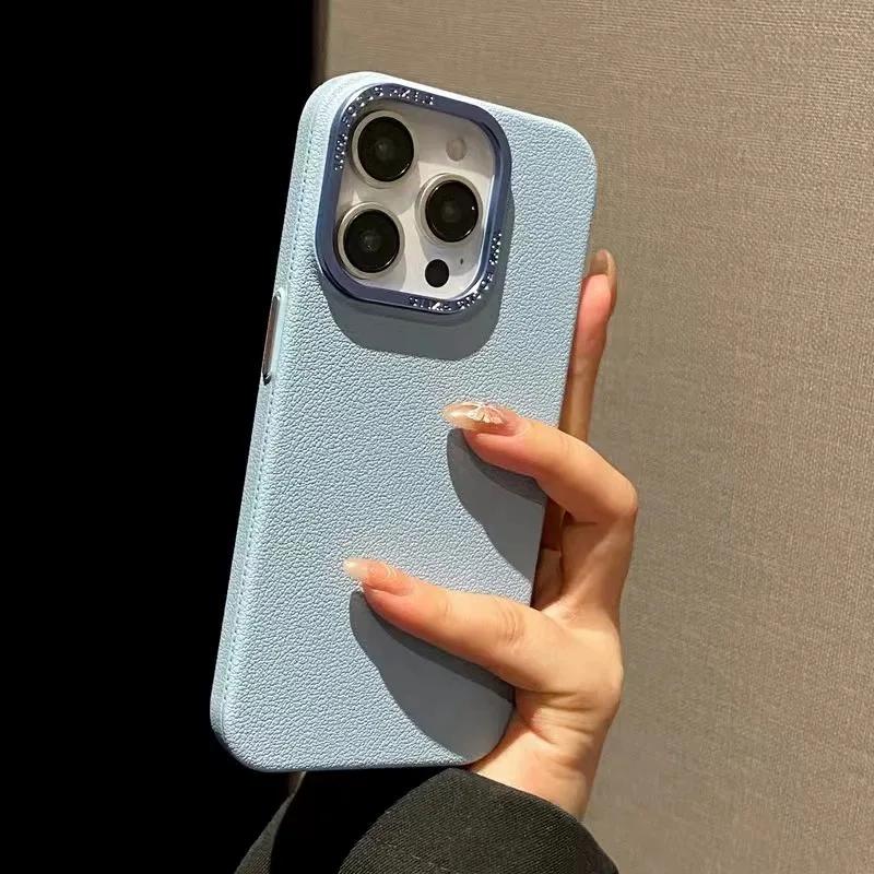 Luxury Matte Soft Leather Candy Phone Case For iPhone 15 14 Plus 13 12 11 Pro Max Lens Protection Shockproof Silicone Cover